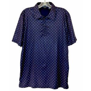 QED Style Polo Shirt Men’s Medium Blue Short Sleeve Polyester Blend Golf Golfer